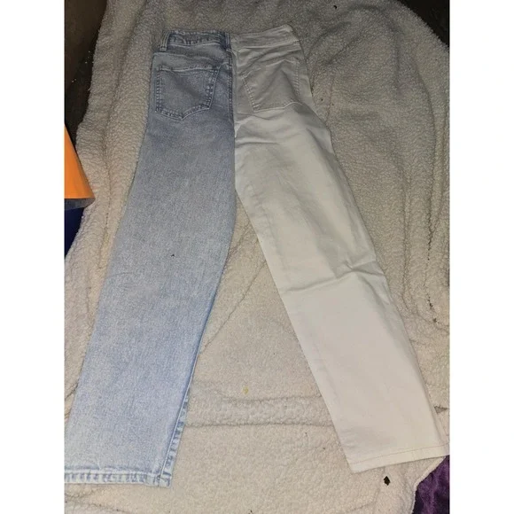 RSQ Two Tone Jeans Womens Size 25 White Blue Denim Straight Leg Casual - Picture 6 of 6